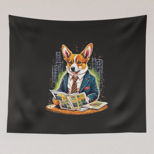 Item preview, Dog Corgi Reads Newspaper designed and sold by NewStyle44.
