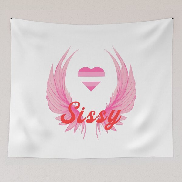 Item preview, Sissy Angel Wings Transgender Heart Flag designed and sold by SISSY4SISSIES.