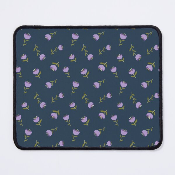 Item preview, Cute Purple Cup Shaped Flowers Tossed on Navy Blue - shw1051 a designed and sold by Shiny Happy World.