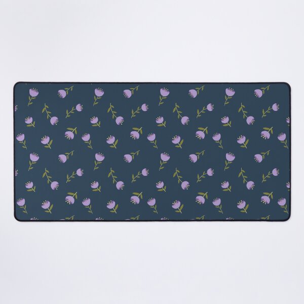 Item preview, Cute Purple Cup Shaped Flowers Tossed on Navy Blue  - shw1051 a designed and sold by Shiny Happy World.