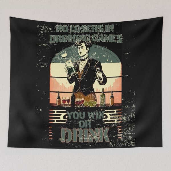 Item preview, NO LOSERS IN DRINKING GAME - Vintage Summer design by CallisC Arts designed and sold by CallisC-Arts.
