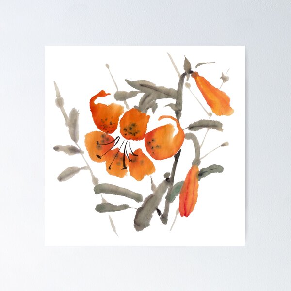 Item preview, Tiger lily. Watercolor designed and sold by lamarmarina.