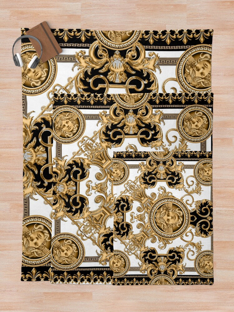 1 gold medusa baroque rococo black gold Fabric