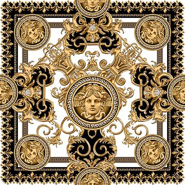 1 gold medusa baroque rococo black gold Fabric