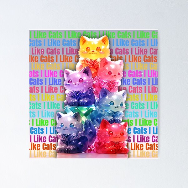 Item preview, I Like Cats Kawaii Crystal Gem Cats Sticker Art with Rainbow Text designed and sold by ZEESDESIGN.