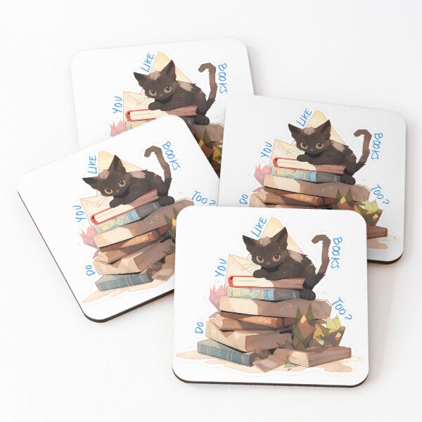 Item preview, Do You Like Books Too? Black Kitten Library Sticker Art designed and sold by ZEESDESIGN.