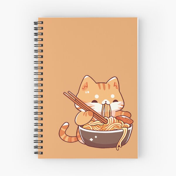 Item preview, Kawaii Noodles: Funny Orange Tabby Cat Eating Ramen designed and sold by EmeraldeaArt.