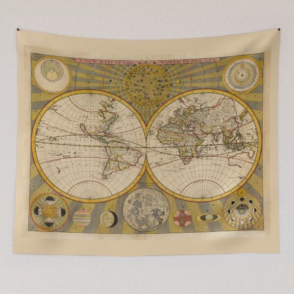 Item preview, Vintage Map of the World (1685) designed and sold by BravuraMedia.