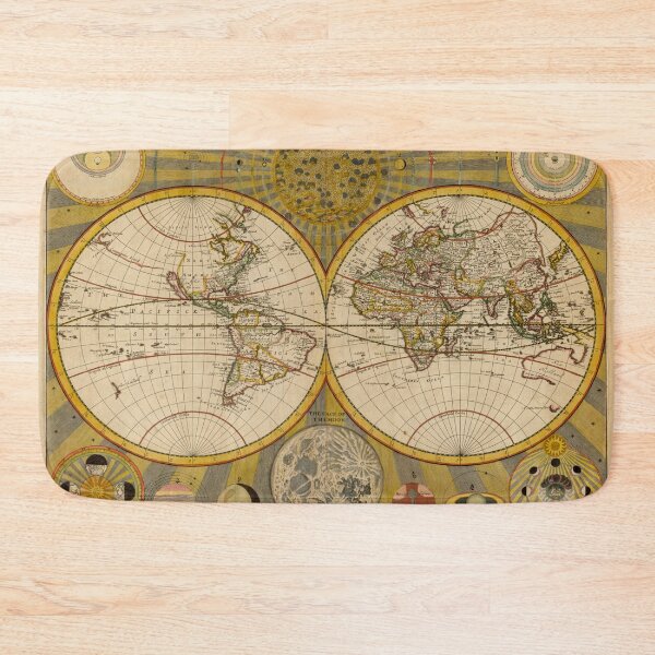 Item preview, Vintage Map of the World (1685) designed and sold by BravuraMedia.
