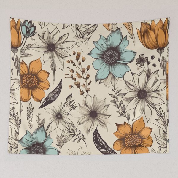 Item preview, hand drawn flowers turned into a vector seamless pattern designed and sold by RidaSalArt.