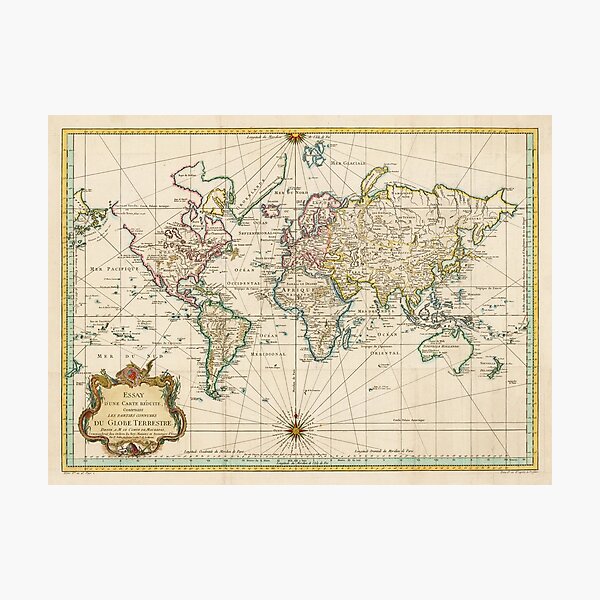 Item preview, Vintage Map of the World (1772) designed and sold by BravuraMedia.