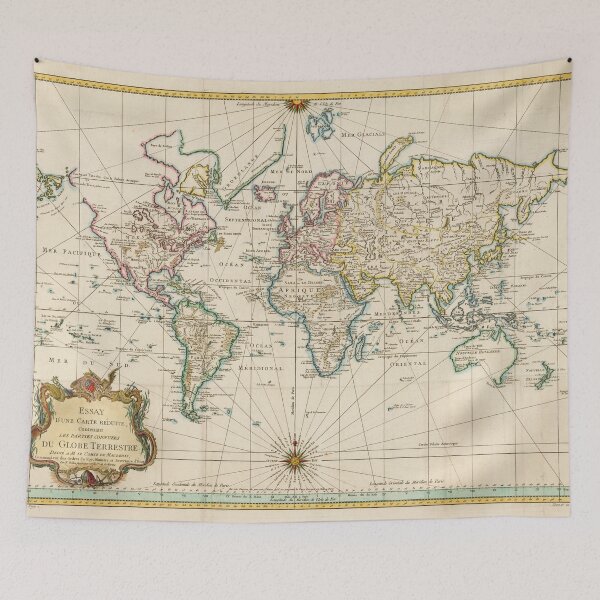 Item preview, Vintage Map of the World (1772) designed and sold by BravuraMedia.