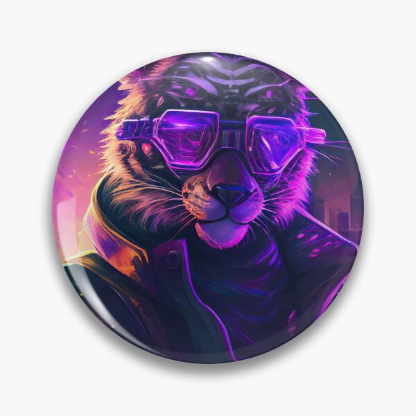 Artikelvorschau, S1-002 Cyber Beasts-Serie: Cyberpunk Tiger (mit Hintergrund) entworfen und verkauft von Apainterio.