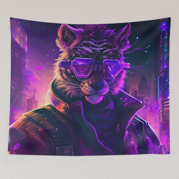 Item preview, S1-002 Cyber Beasts Series: Cyberpunk Tiger (With Background) designed and sold by Apainterio.