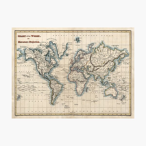 Item preview, Vintage Map of the World (1819) designed and sold by BravuraMedia.