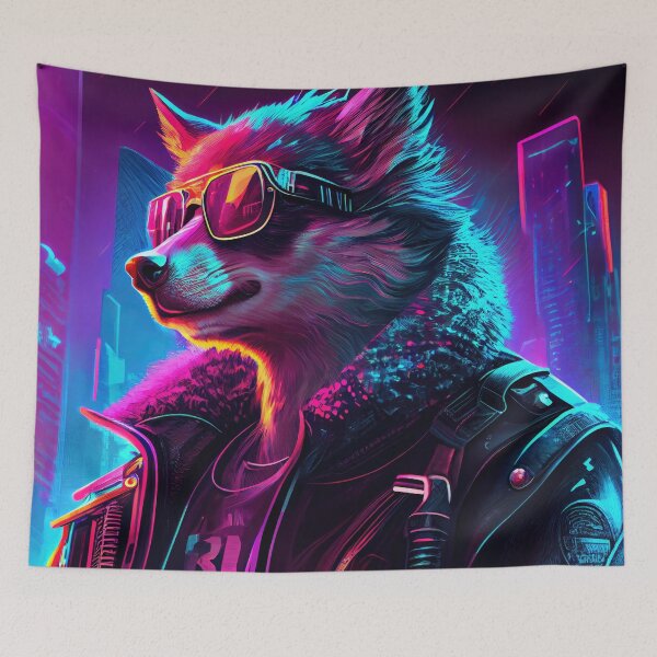 Item preview, S1-003 Cyber Beasts Series: Cyberpunk Wolf (with Background) designed and sold by Apainterio.