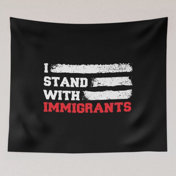 Item preview, I stand with immigrants T Shirt USA Flag country Shirts designed and sold by MeriemStore.