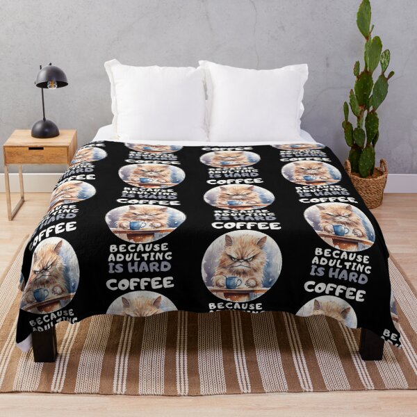 Item preview, Coffee Because Adulting Is Hard Angry Cat designed and sold by ArtFromBeyond.
