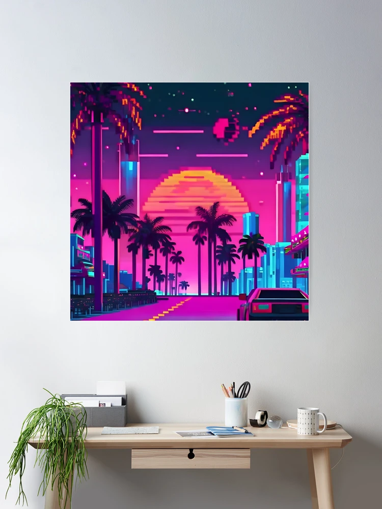 Retro 80s City Pixel Art | Neon