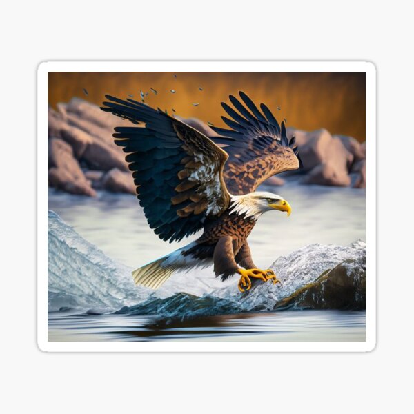 eagle hunting fish Sticker
