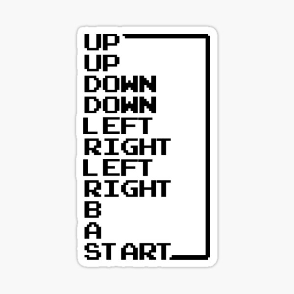 Vista previa del artículo con la obra «Estilo de juego clásico: código de Konami en letras de 8 bits», diseñado y vendido por hadleyfoo.