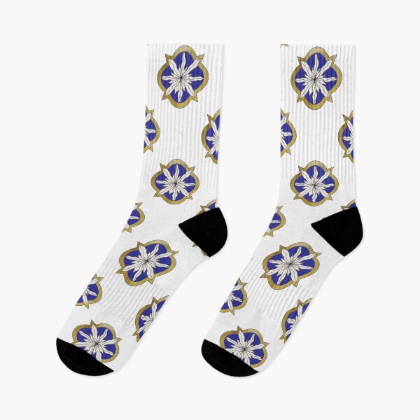 Item preview, Going Full Medieval - white flowers on blue & gold designed and sold by TandBB.
