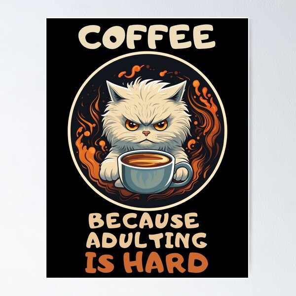 I Dont Like Morning People Funny Angry Cat Drink Coffee Meme Retro
