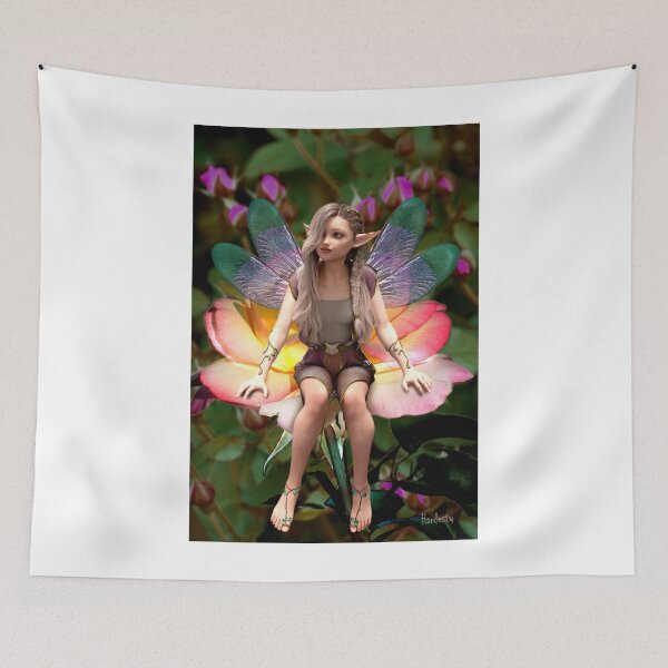 Item preview, Fairy sitting white and red rose designed and sold by Fantasyart123.