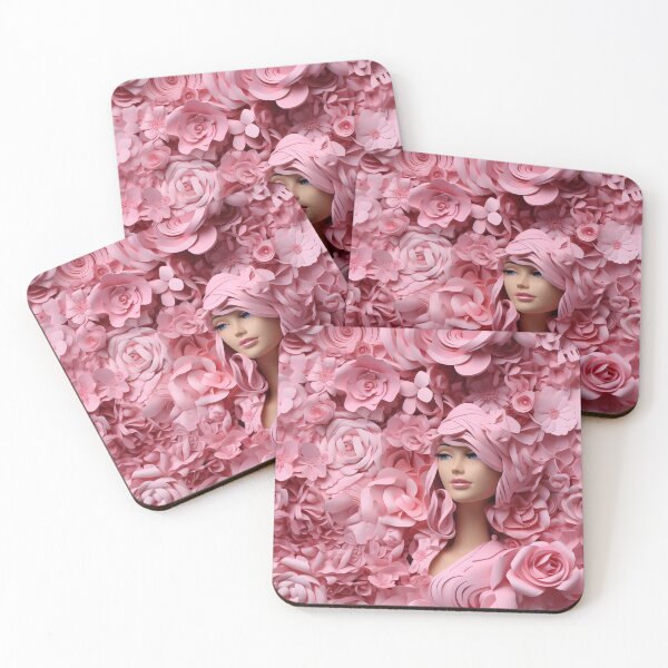 Item preview, The Persistence of Pink Hair amidst dreamlike flowers and pink-hued landscape designed and sold by ignasirus.