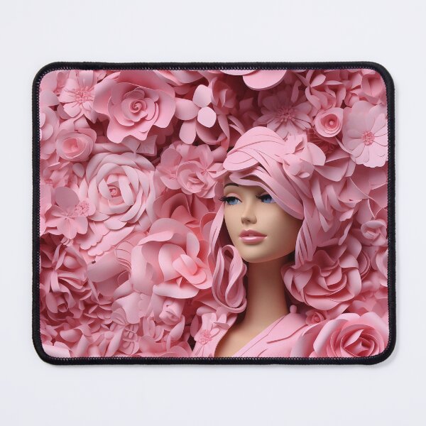 Item preview, The Persistence of Pink Hair amidst dreamlike flowers and pink-hued landscape designed and sold by ignasirus.