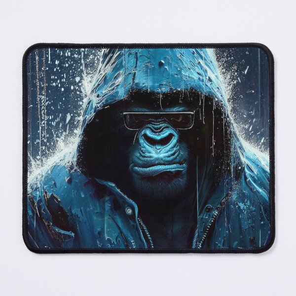 Item preview, Gorilla in glasses and jacket with hood on the rain designed and sold by TomFrontierArt.