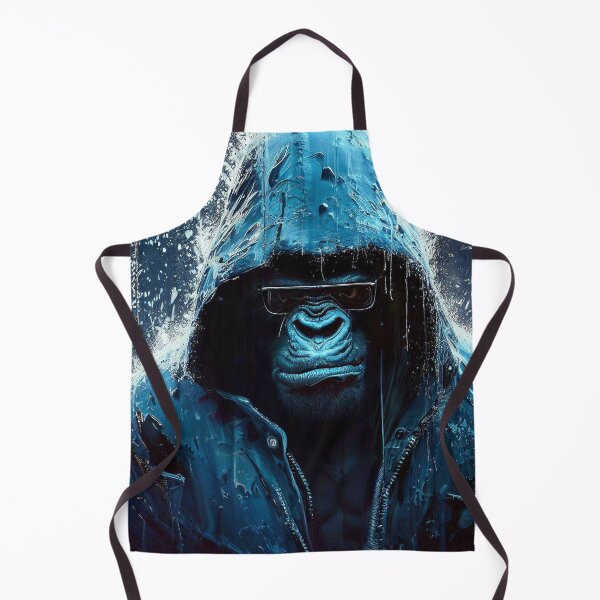 Item preview, Gorilla in glasses and jacket with hood on the rain designed and sold by TomFrontierArt.
