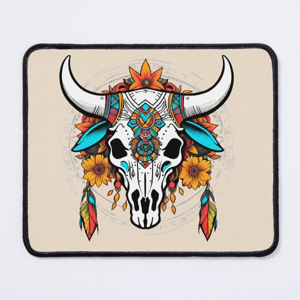 Item preview, Boho blooming bull skull designed and sold by SkullsToGo.
