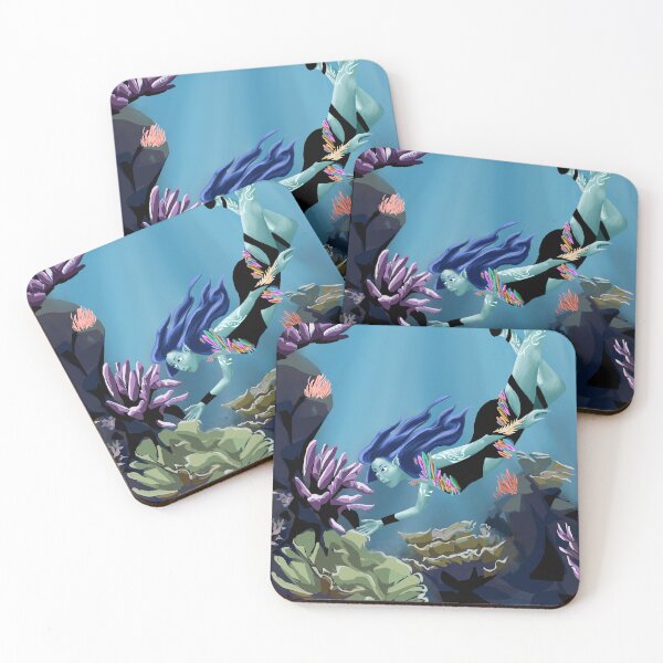 Item preview, Water Genasi swimming with coral. designed and sold by msro1.