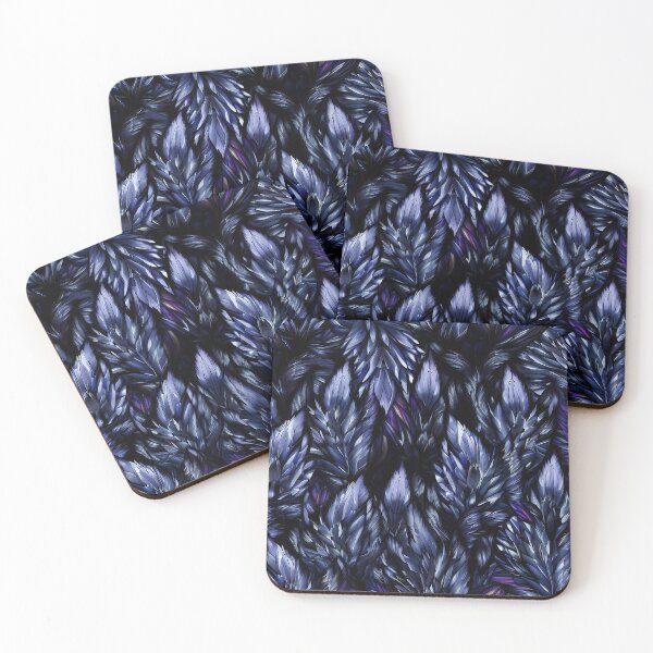 Item preview, black and purple seamlless crystal feather pattern designed and sold by TomFrontierArt.