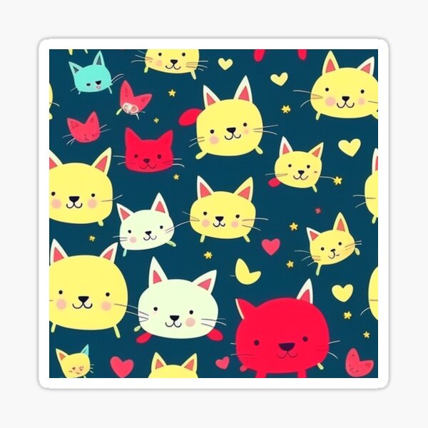 Cute and happy colorful cat print Sticker