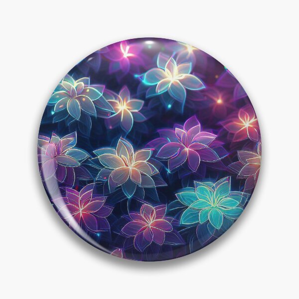 Item preview, Colorful neon cyber flowers pattern designed and sold by TomFrontierArt.