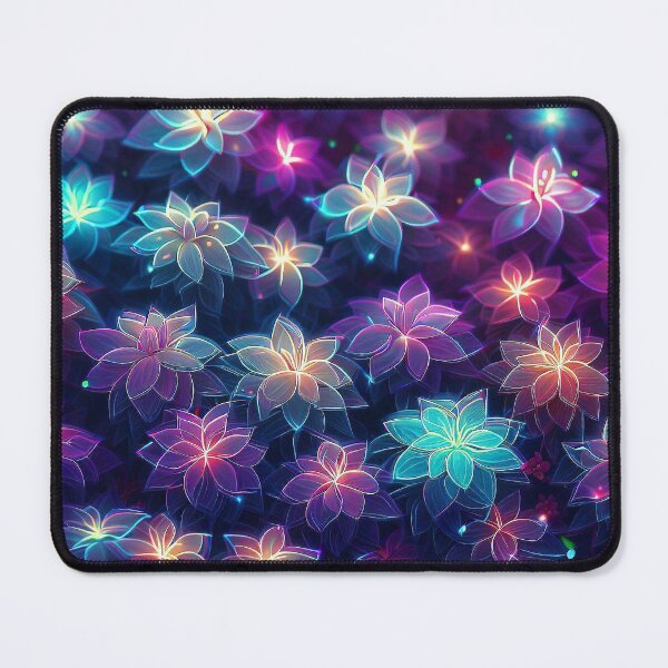 Item preview, Colorful neon cyber flowers pattern designed and sold by TomFrontierArt.