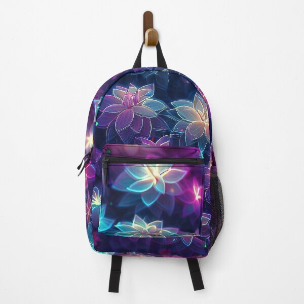 Item preview, Colorful neon cyber flowers pattern designed and sold by TomFrontierArt.