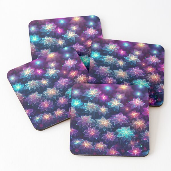 Item preview, Colorful neon cyber flowers pattern designed and sold by TomFrontierArt.