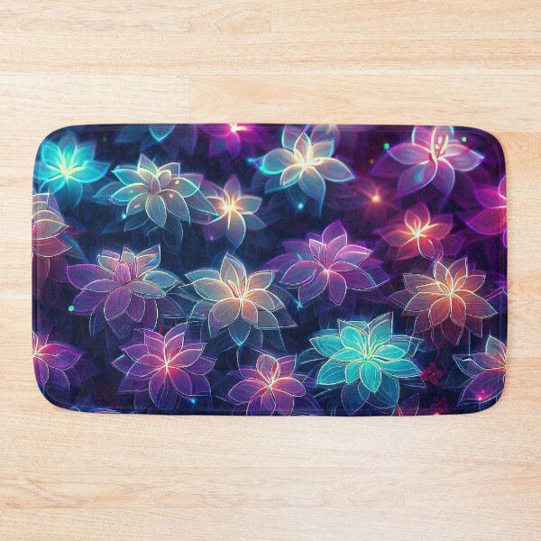 Item preview, Colorful neon cyber flowers pattern designed and sold by TomFrontierArt.