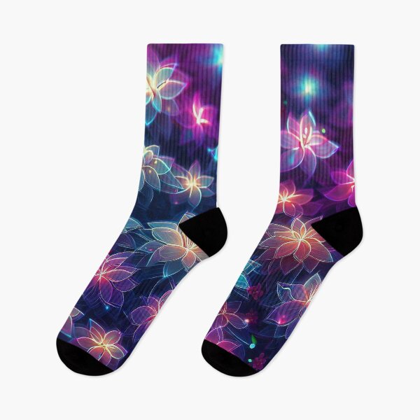 Item preview, Colorful neon cyber flowers pattern designed and sold by TomFrontierArt.