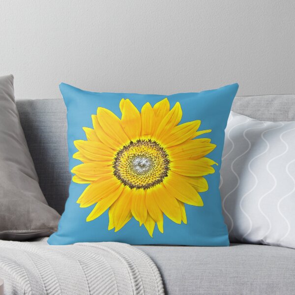 Item preview, Sunflower Photograph Bright Colors - blue background designed and sold by Louise-Mae.