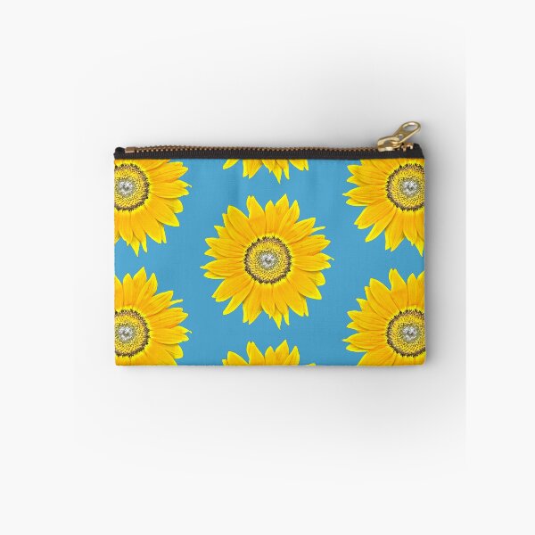 Item preview, Sunflower Photograph Bright Colors - blue background designed and sold by Louise-Mae.