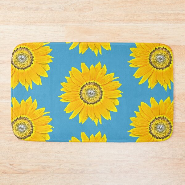 Item preview, Sunflower Photograph Bright Colors - blue background designed and sold by Louise-Mae.