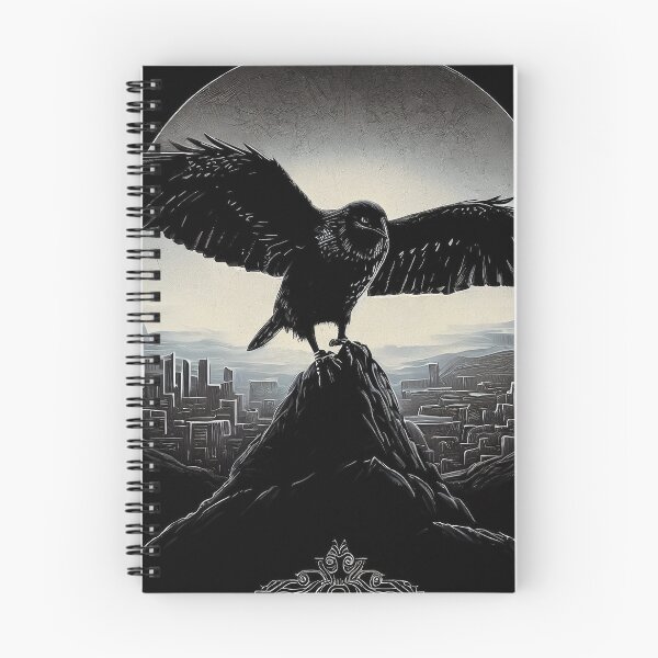 Item preview, Raven on the against the backdrop of the dark fantasy mystical city and silver moon designed and sold by TomFrontierArt.