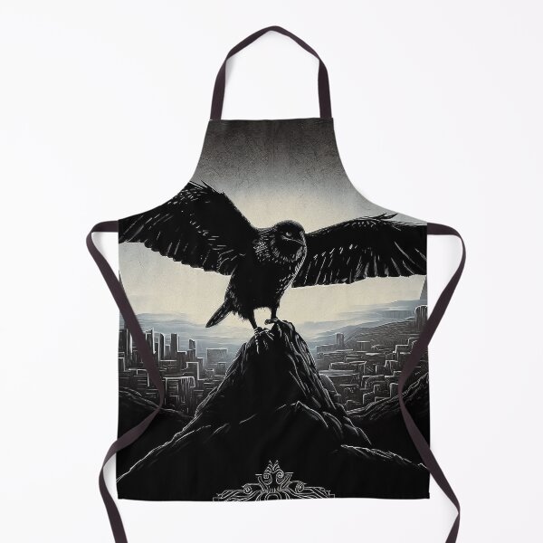 Item preview, Raven on the against the backdrop of the dark fantasy mystical city and silver moon designed and sold by TomFrontierArt.