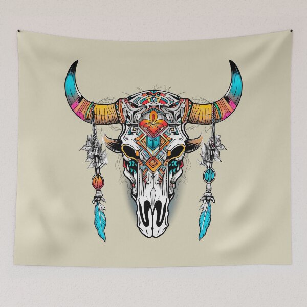 Item preview, Bohemian Bull skull designed and sold by SkullsToGo.