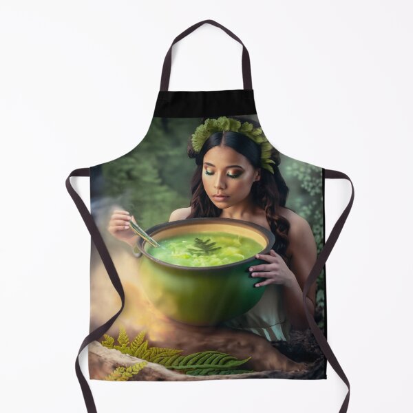 Item preview, Sorceress making a drink from a fern flower, halloween season of the witch designed and sold by Sunmoonlove.