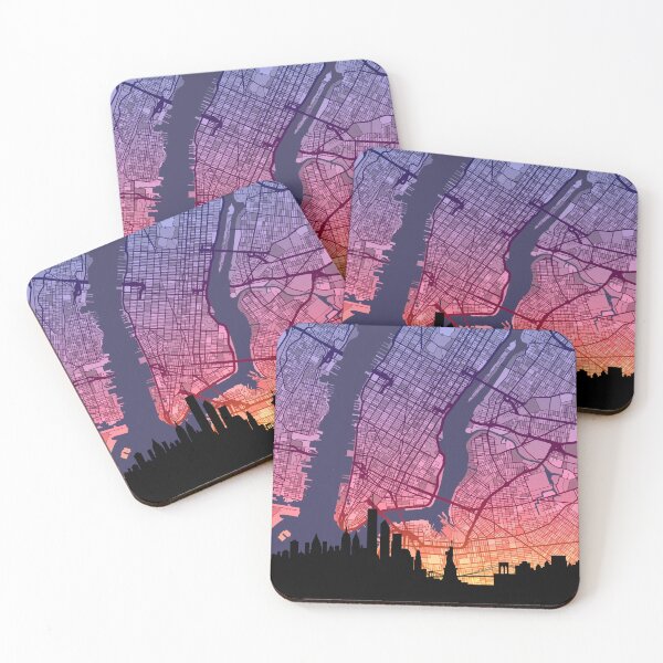 Item preview, New York United States Skyline Map designed and sold by ArtPrints.